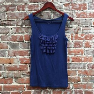 Caslon Blue tank with ruffle detail